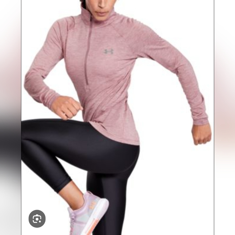 Under Armour Women's Heathered Pink Quarter-Zip Sweatshirt